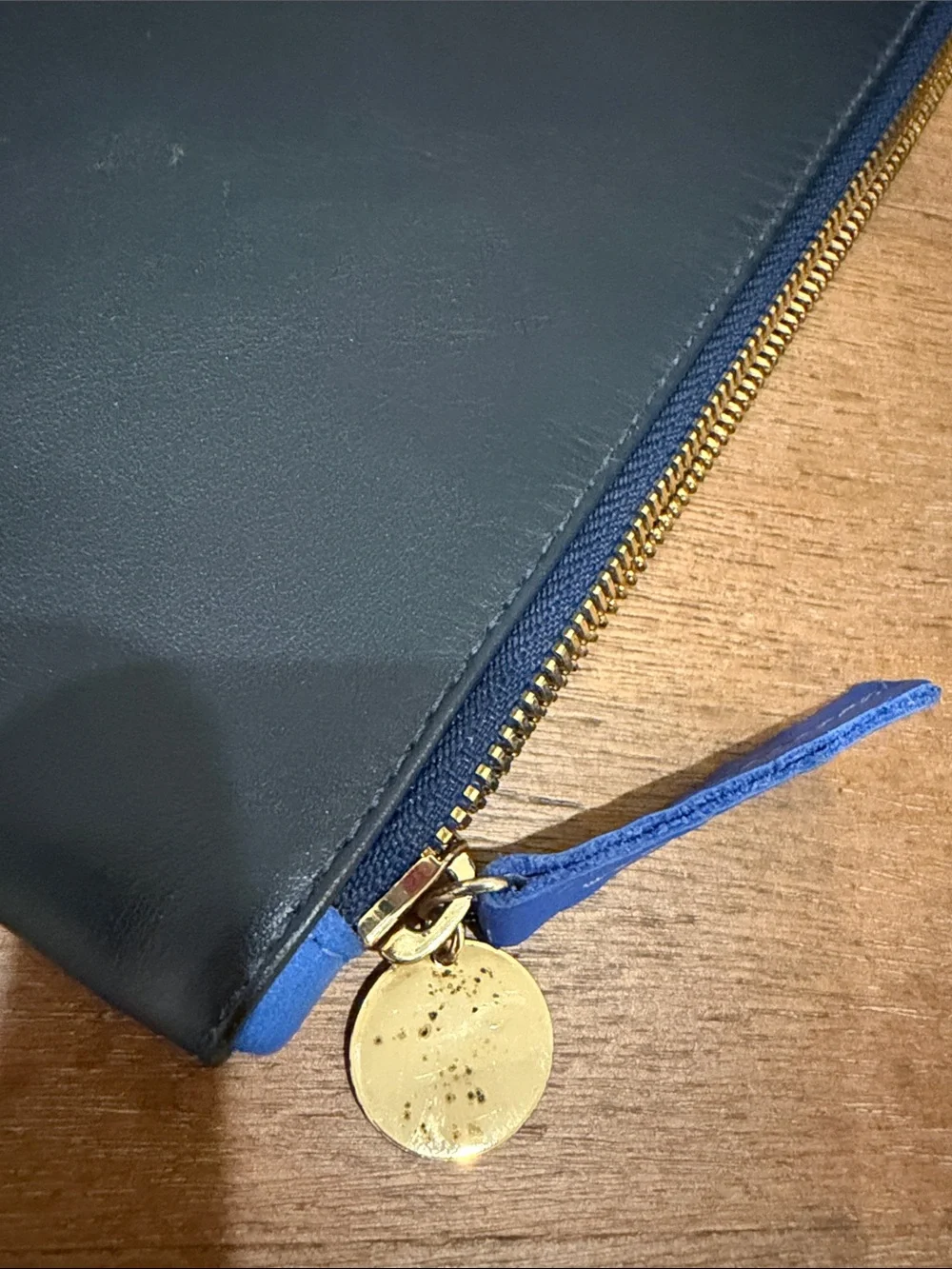 Two-Tone Black and Blue Fold-Over Clutch